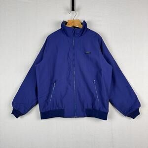 Lands' End Fleece Jacket Men’s Large‎ Blue Squall Windcheck Thermolite Insulated